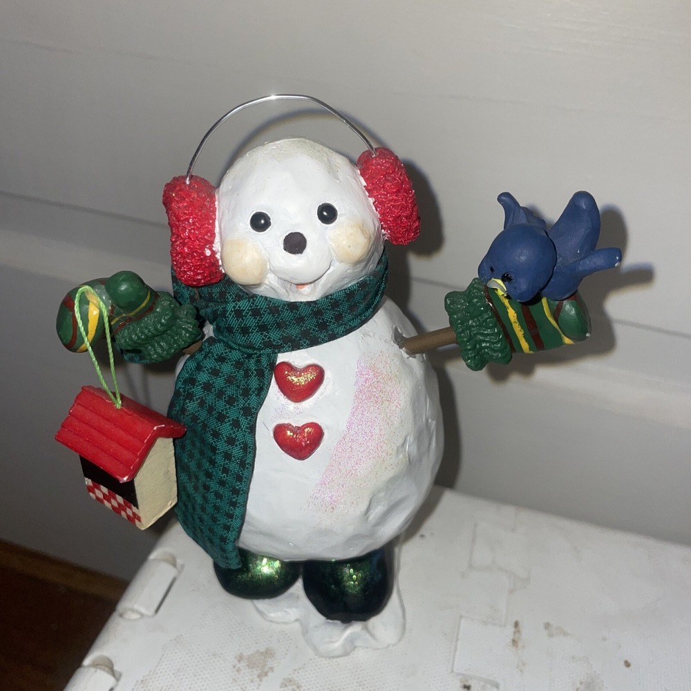 Snowman 6" Spring Body Bird‎ House Bluebird Red Earmuffs